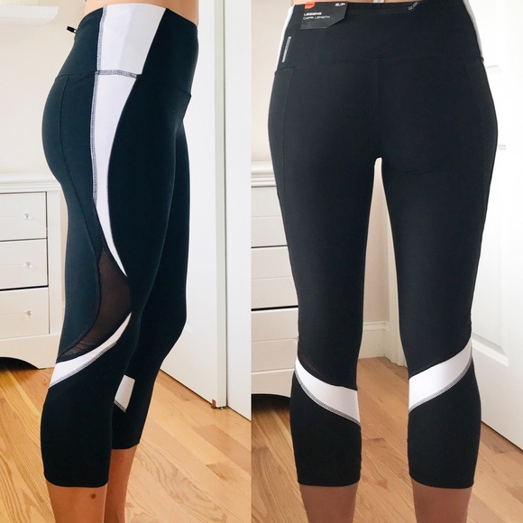 RBX Pants - NWT RBX Black White Mesh Capri Activewear Leggings
